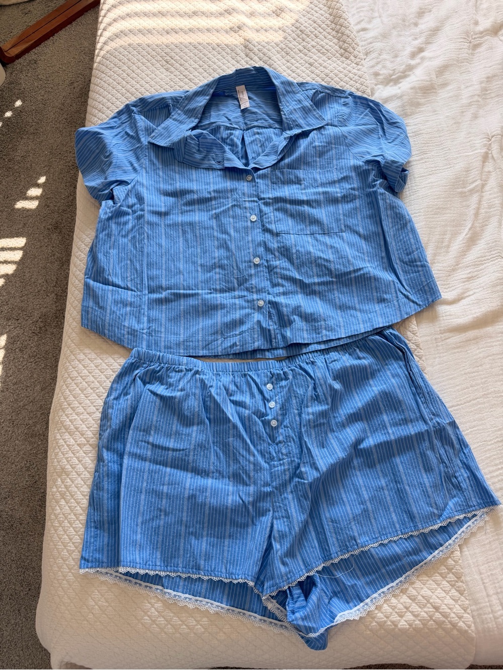 Auden Blue Striped Short-Sleeve Pajama Set